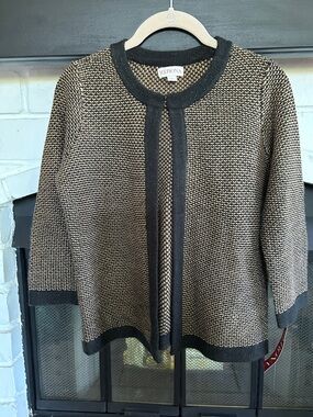 Merona Black and Gold Open-Front Knit Cardigan